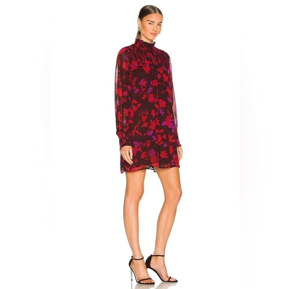 Sanctuary NIGHT WISH Sparks Fly Floral Printed Smocked Shift Dress Size Small - Picture 6 of 10